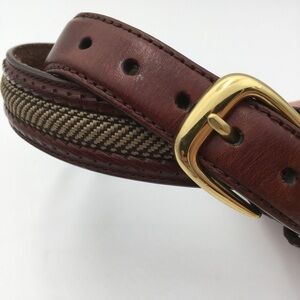 Brighton‎ Camden Leather Textile Belt Solid Brass Buckle 90s